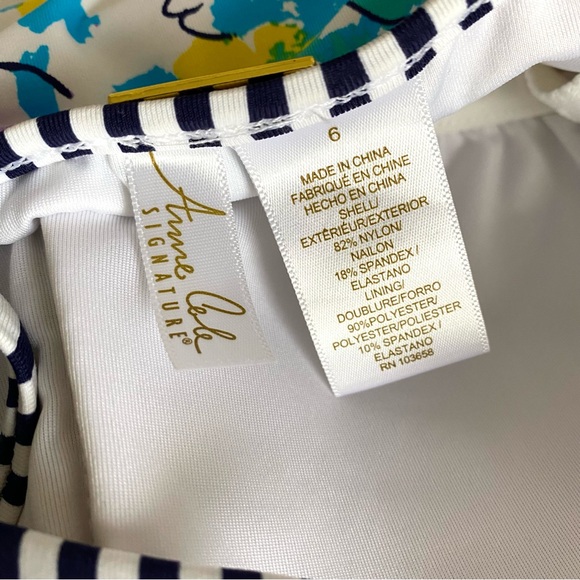 Anne Cole One Peice Floral Shirred Halter Swimsuit - Picture 8 of 12